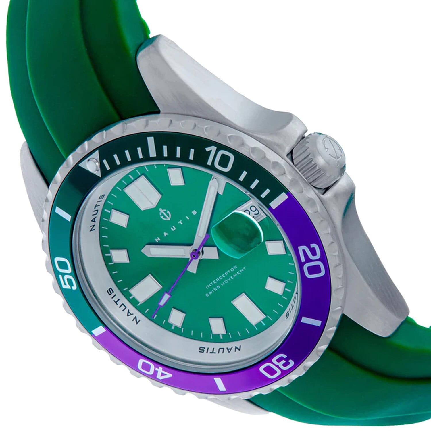 Nautis Interceptor Swiss Quartz Movt. Green Dial 50 ATM Water Resistant Watch with Interchangeable Strap