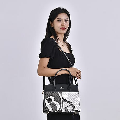 PU Patterned Crossbody Bag (Size 32x12x26 cm) - Black