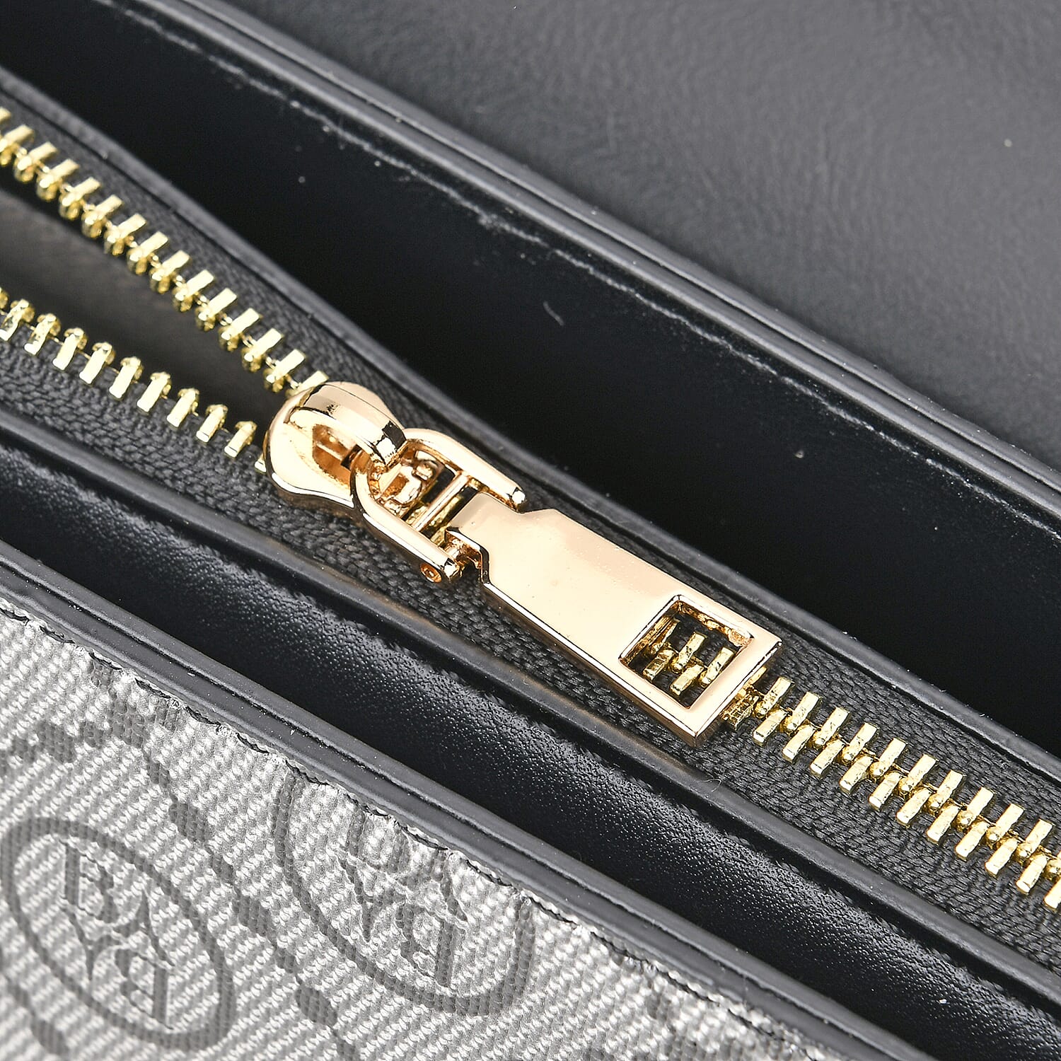 Leatherette Printed Crossbody Bag with Convertible Strap - Handle Drop - Black