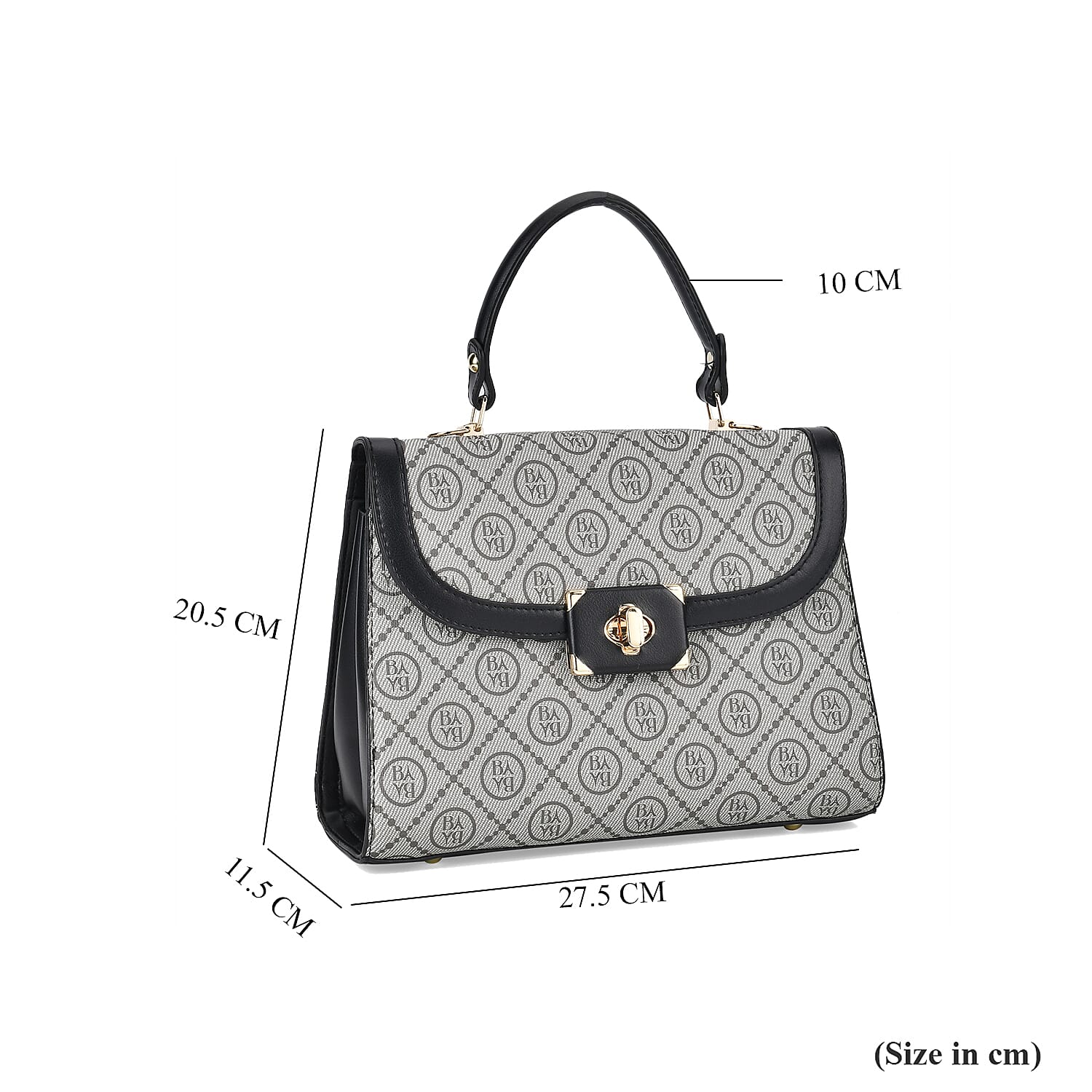 Leatherette Printed Crossbody Bag with Convertible Strap - Handle Drop - Black