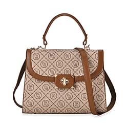 PU Printed Crossbody Bag with Handle drop with Detachable Strap