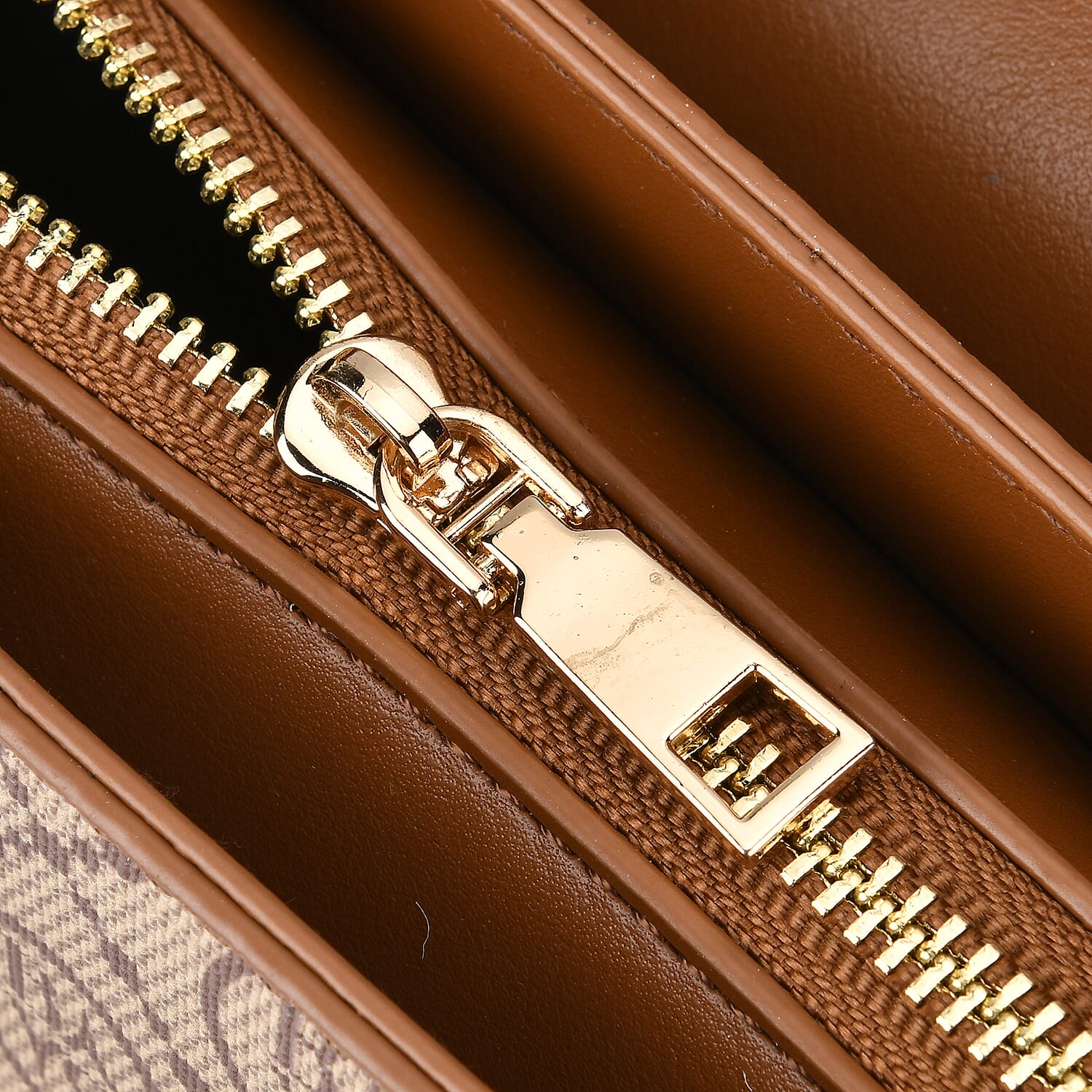 Leatherette Printed Crossbody Bag with Convertible Strap - Handle Drop - Brown