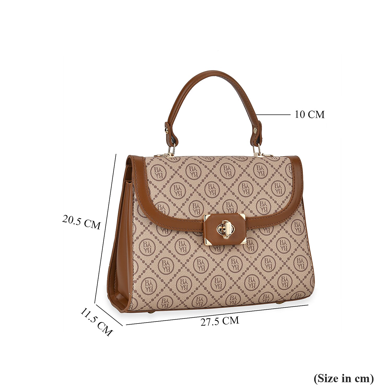 Leatherette Printed Crossbody Bag with Convertible Strap - Handle Drop - Brown