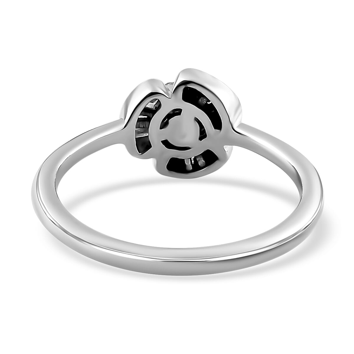 Designer Inspired - Diamond Floral Ring in Platinum Overlay Sterling Silver 0.25 Ct. Designer Inspired - Diamond Floral Ring in Platinum Overlay Sterling Silver 0.25 Ct.