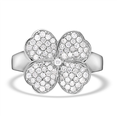 Biggest Designer Inspired- Diamond (G-H) Clove Ring in Platinum Overlay Sterling Silver 0.52 Ct.