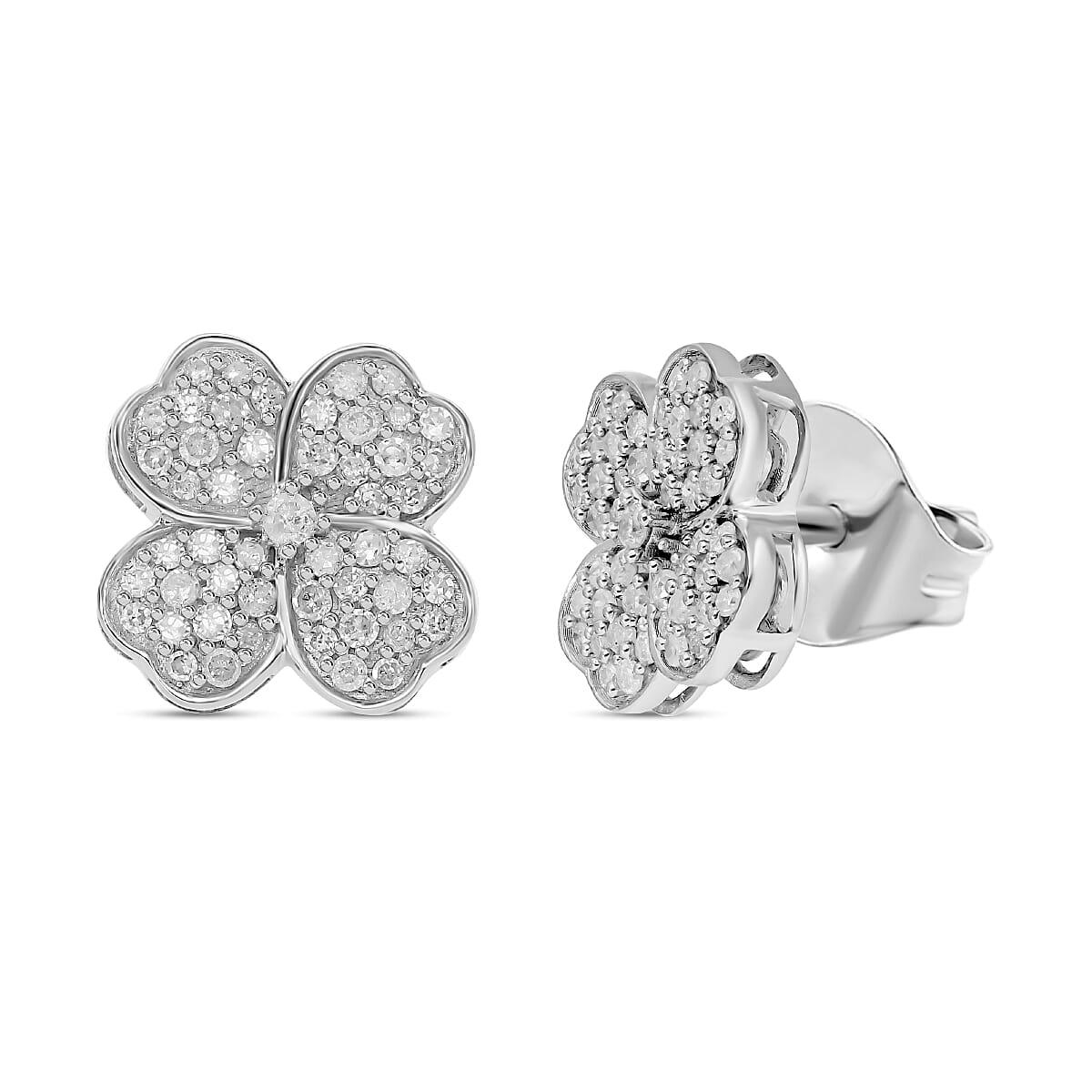 Biggest Designer inspired- Diamond (G-H) Clove Stud Earrings in Platinum Overlay Sterling Silver 0.50 Ct.