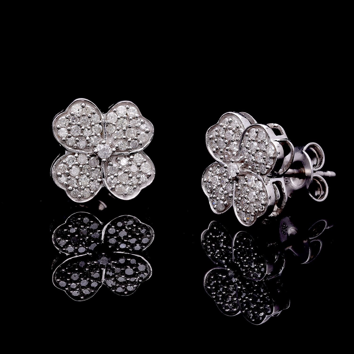 Biggest Designer inspired- Diamond (G-H) Clove Stud Earrings in Platinum Overlay Sterling Silver 0.50 Ct.