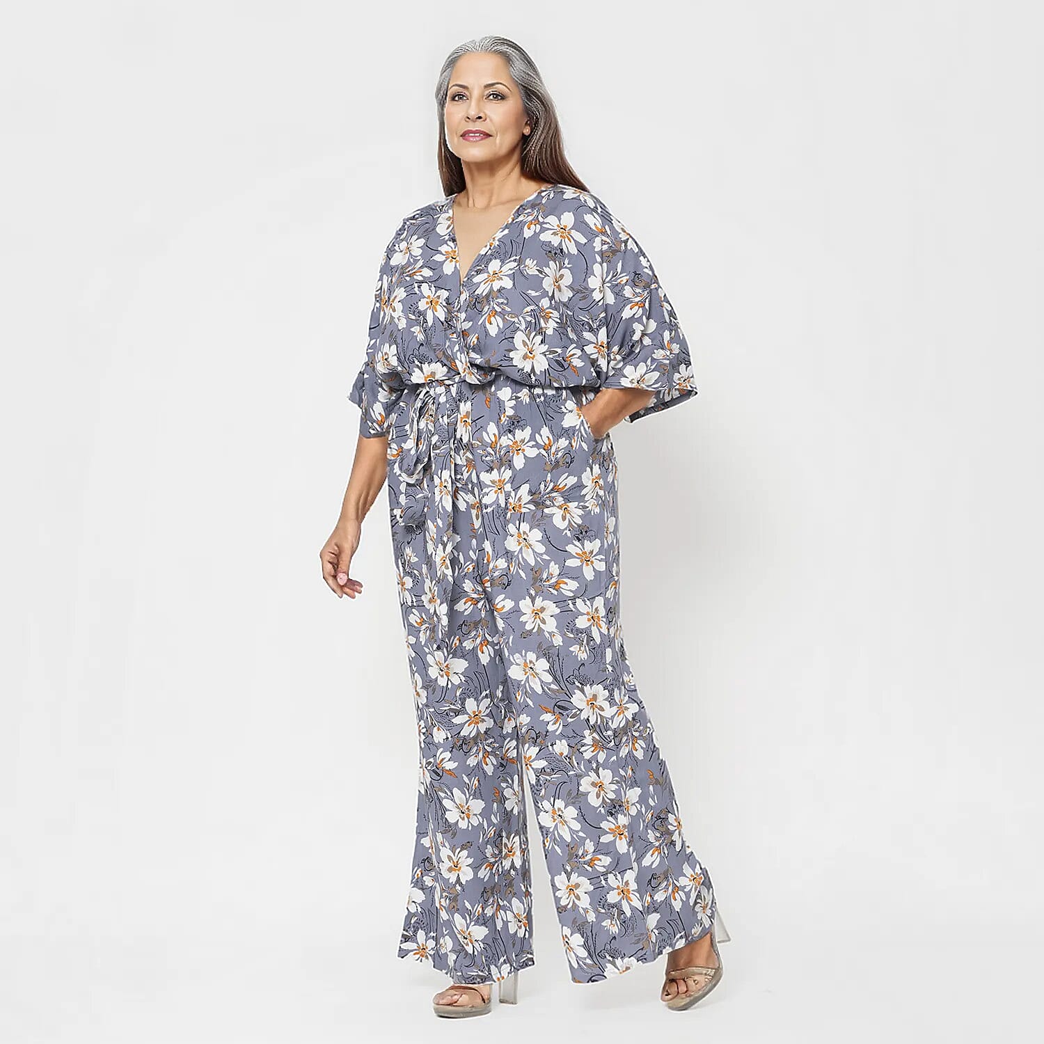  La Marey  Ikat Pattern Ladies Jumpsuit - Black