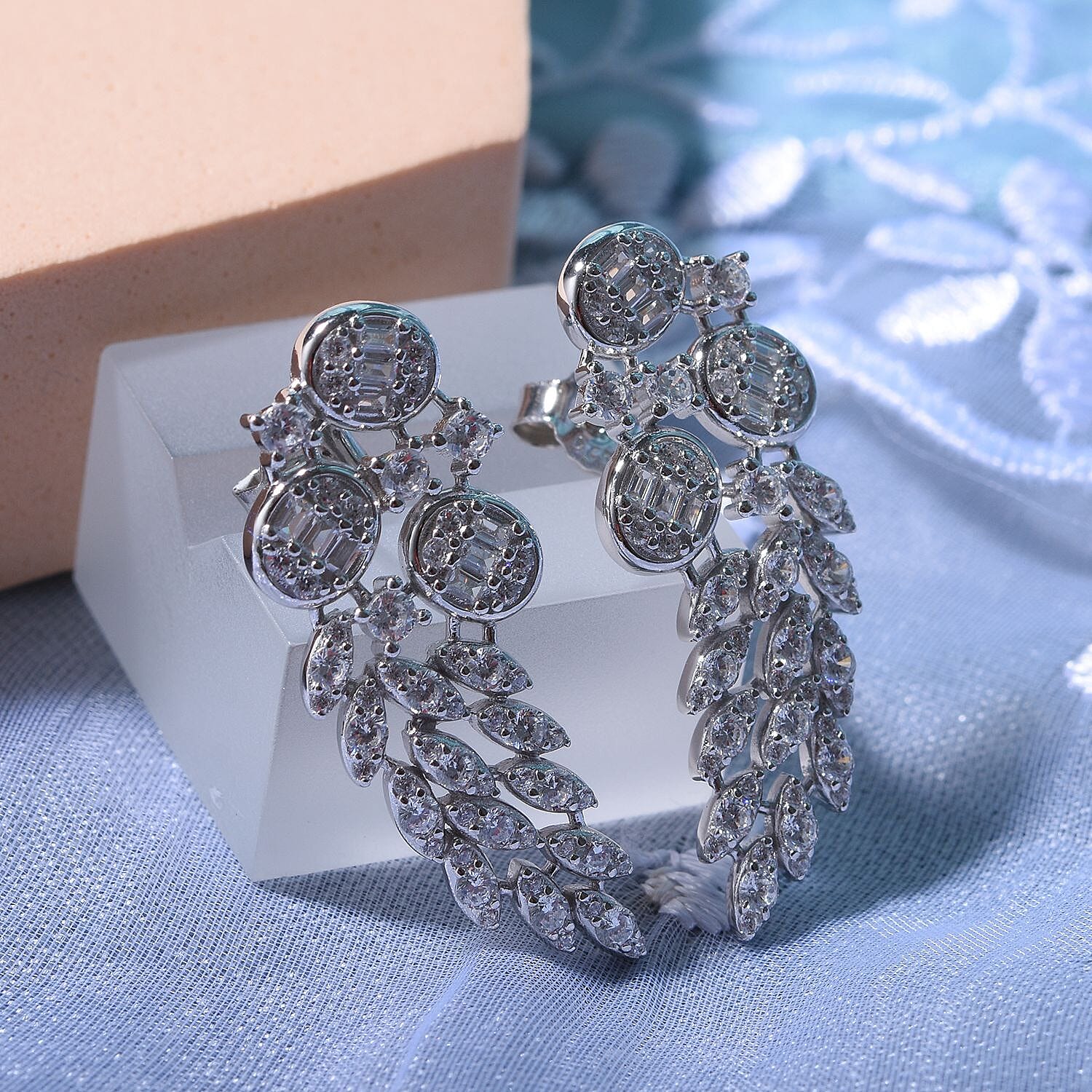 Tuscany Silver Orecchini A Goccia Argento 925 Con Zirconia Cubica, Modello Cerchio E Stella, Ipoallergenici, Per Donna