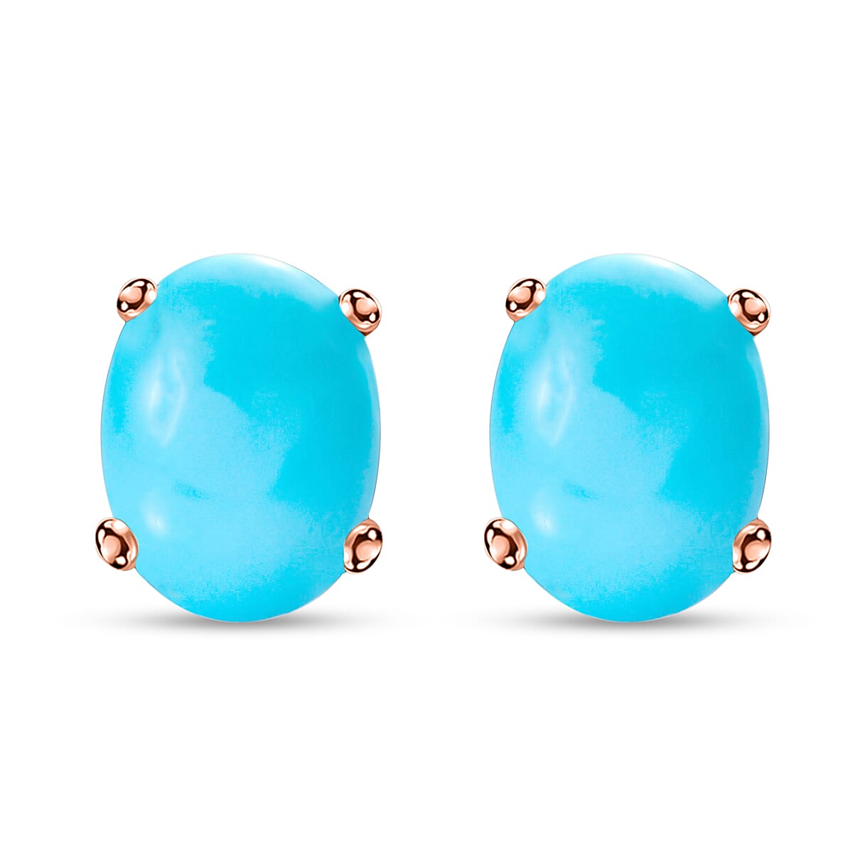 14K Rose Gold Sleeping Beauty Turquoise Earring With Push Back  2.23 Ct.