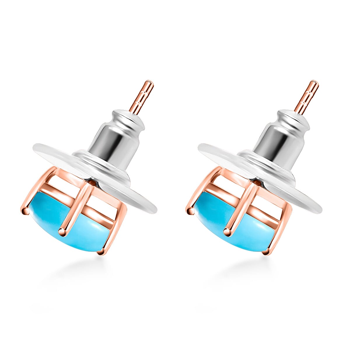 14K Rose Gold Sleeping Beauty Turquoise Earring With Push Back  2.23 Ct.