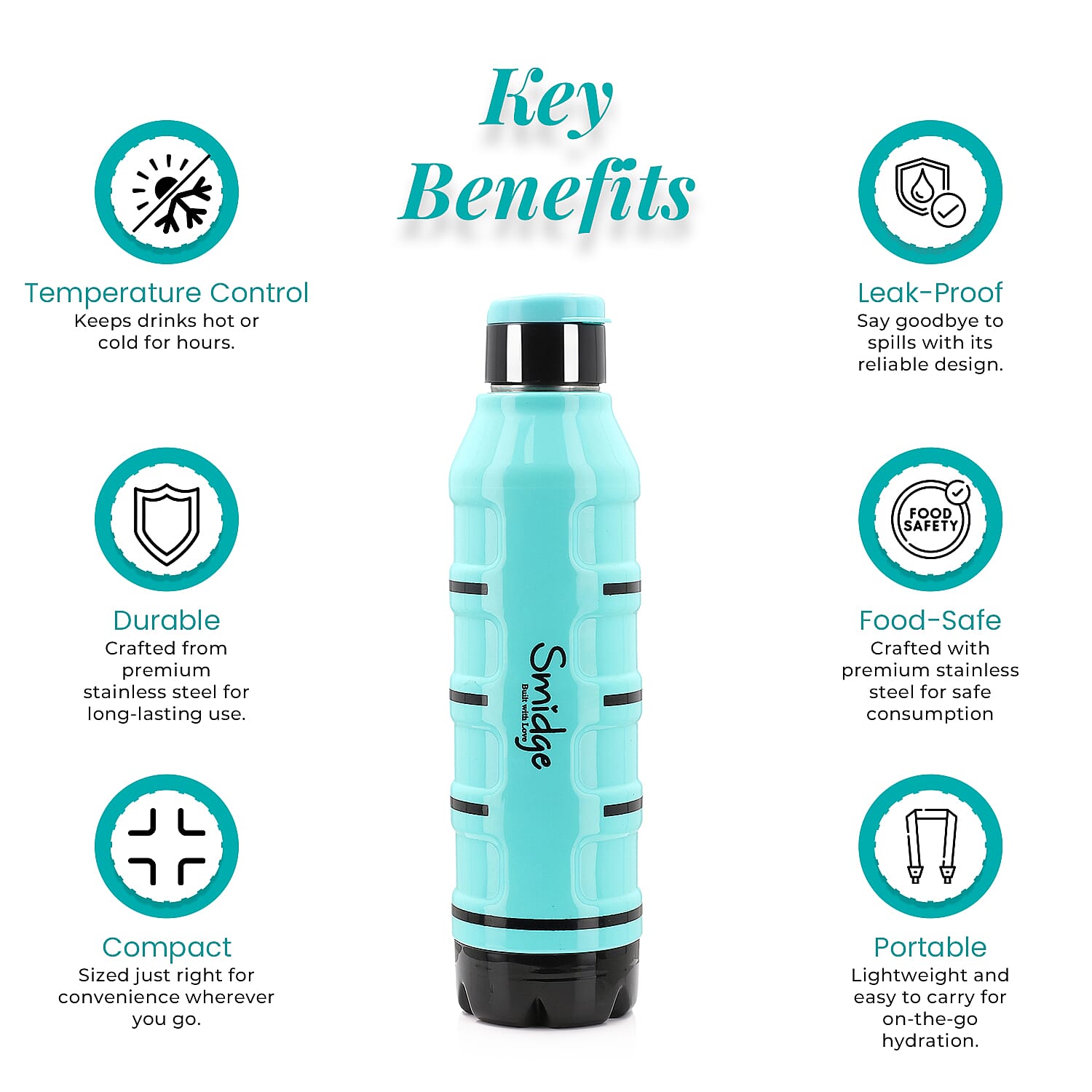 Set of 2 Wave Warm - Cold Insulated Stainless Steel Bottle Leak Proof - Blue 700 ML