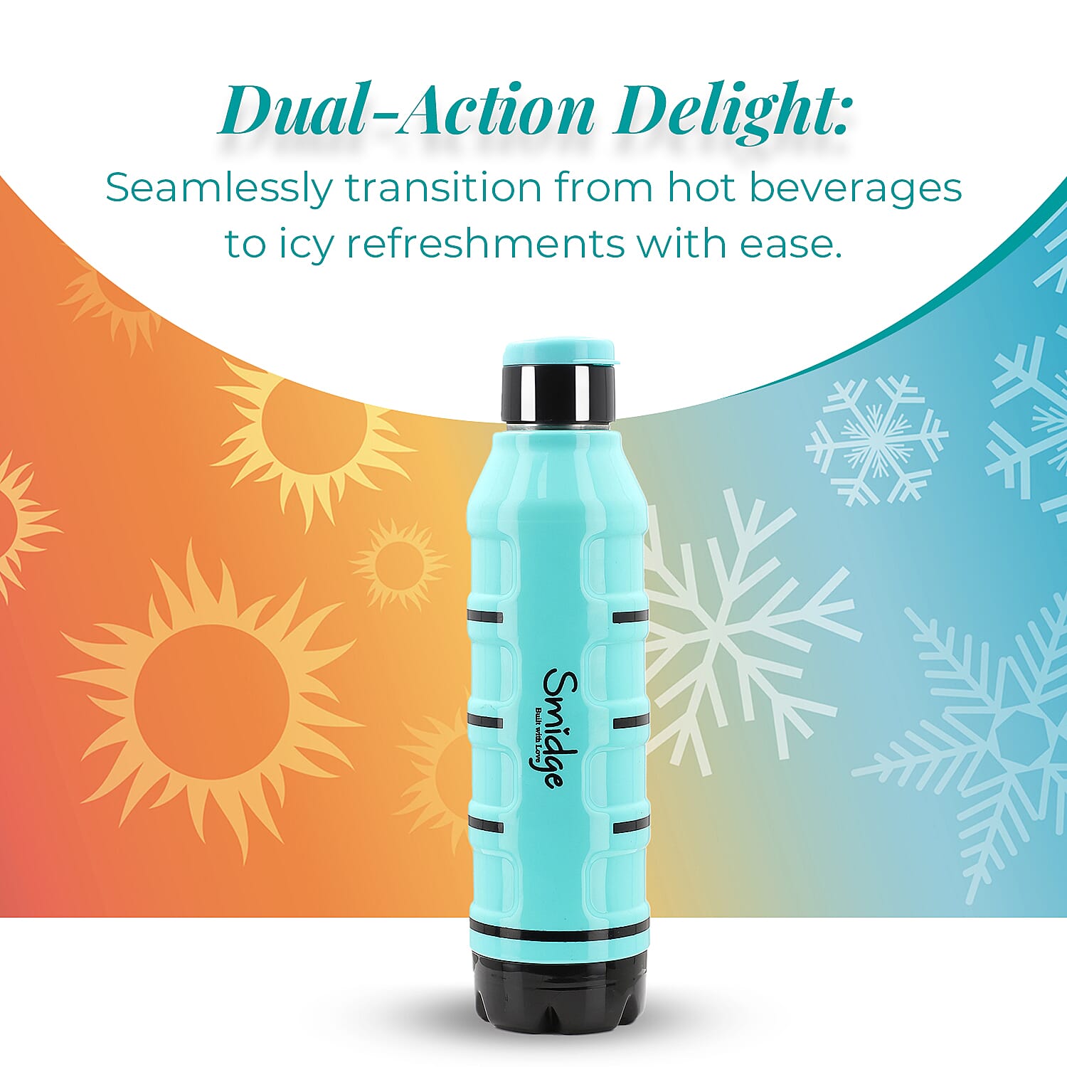 Set of 2 Wave Warm - Cold Insulated Stainless Steel Bottle Leak Proof - Blue 700 ML