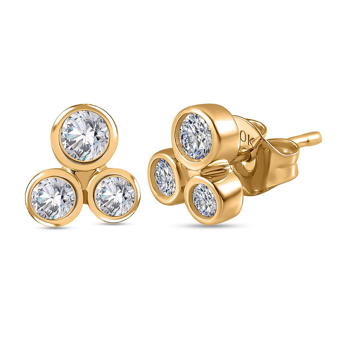 Designer Inspired One Time Deal- 10K Yellow Gold Diamond Bubble Earrings 0.50 Ct