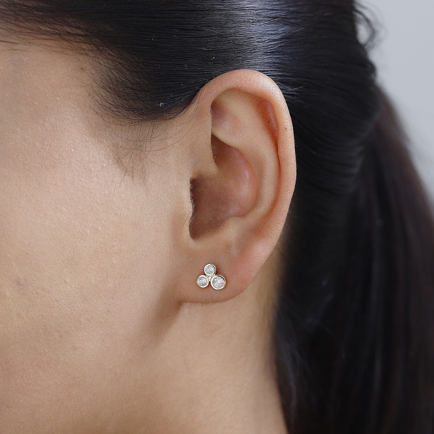 Designer Inspired One Time Deal- 9K Yellow Gold Diamond Bubble Earrings 0.50 Ct