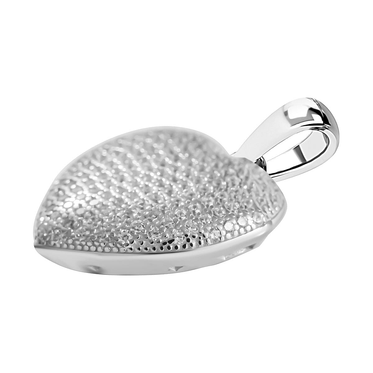 Lustro Stella-  Zirconia Heart Pendant in Rhodium Overlay Sterling Silver