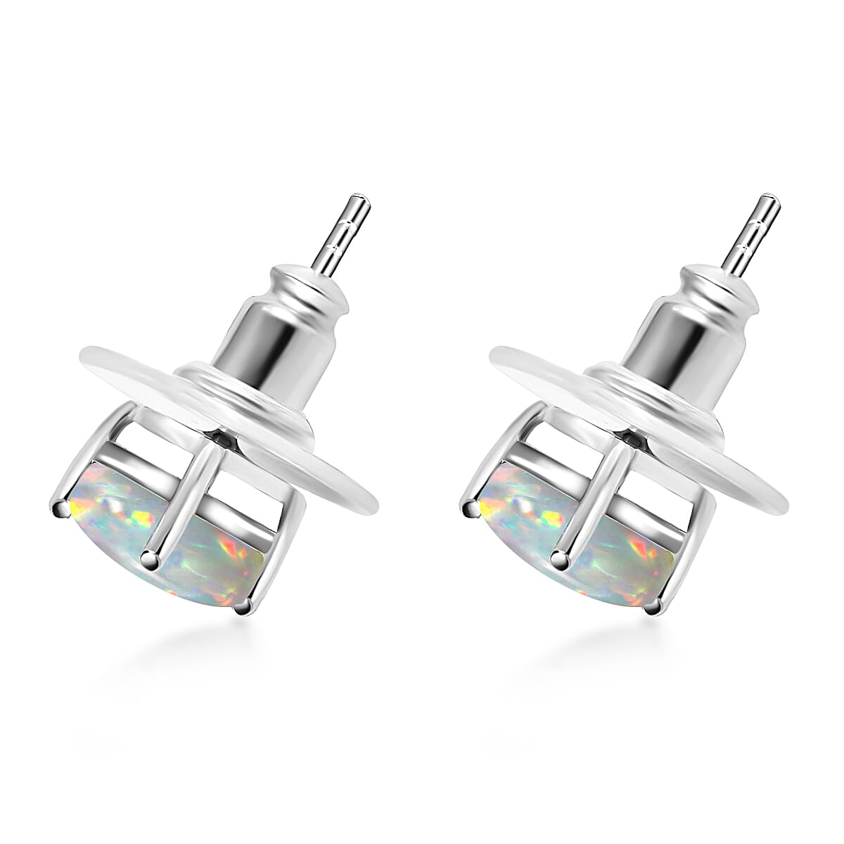 14K White Gold AA Ethiopian Opal Earring With Push Back 1.75 Ct