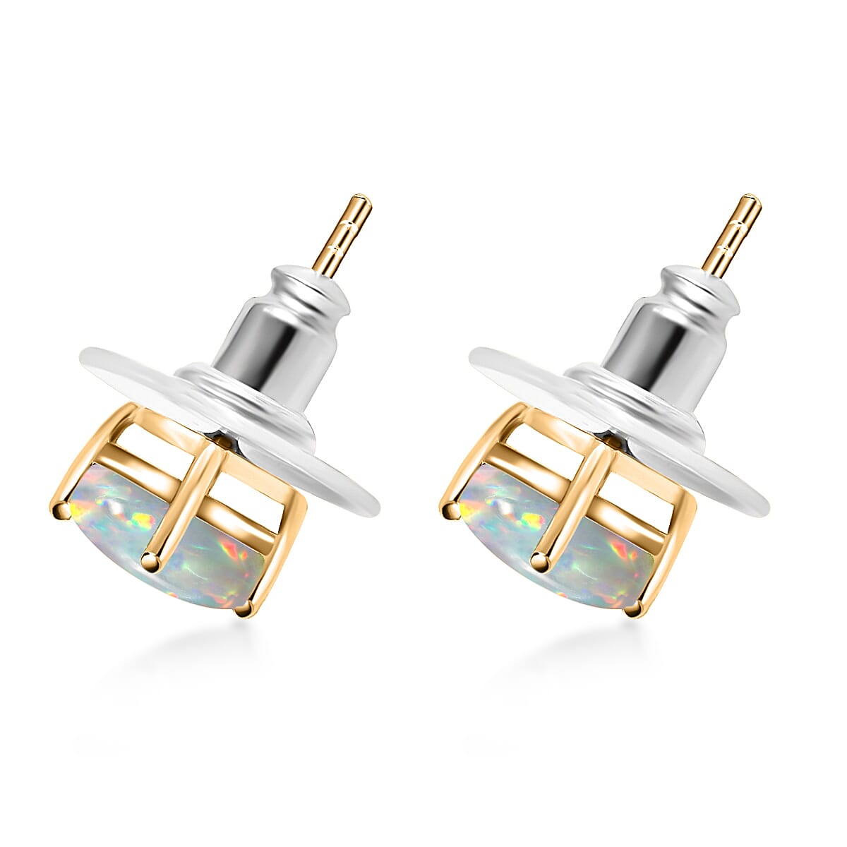 14K Yellow Gold Ethiopian Opal Earring With Push Back 1.71 Ct