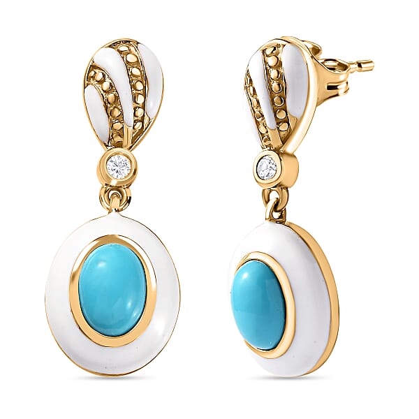 MUSE 18K Vermeil Sleeping Beauty Turquoise, Kyanite & Zircon Cluster Earrings main image 0