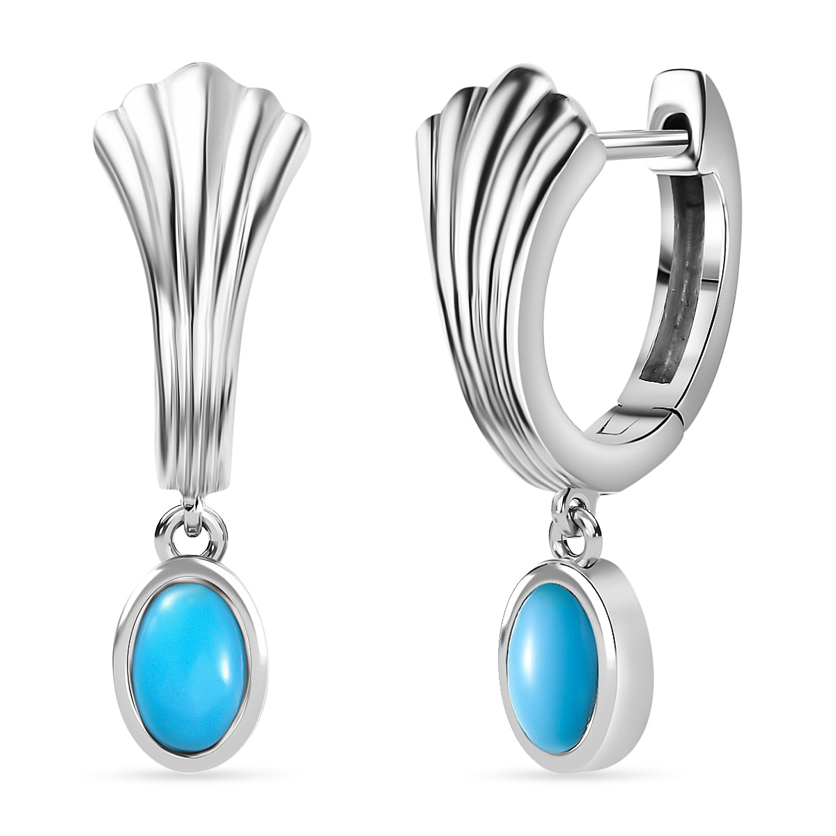 Arizona Sleeping Beauty Turquoise Dangle Earrings in Platinum Overlay Sterling Silver