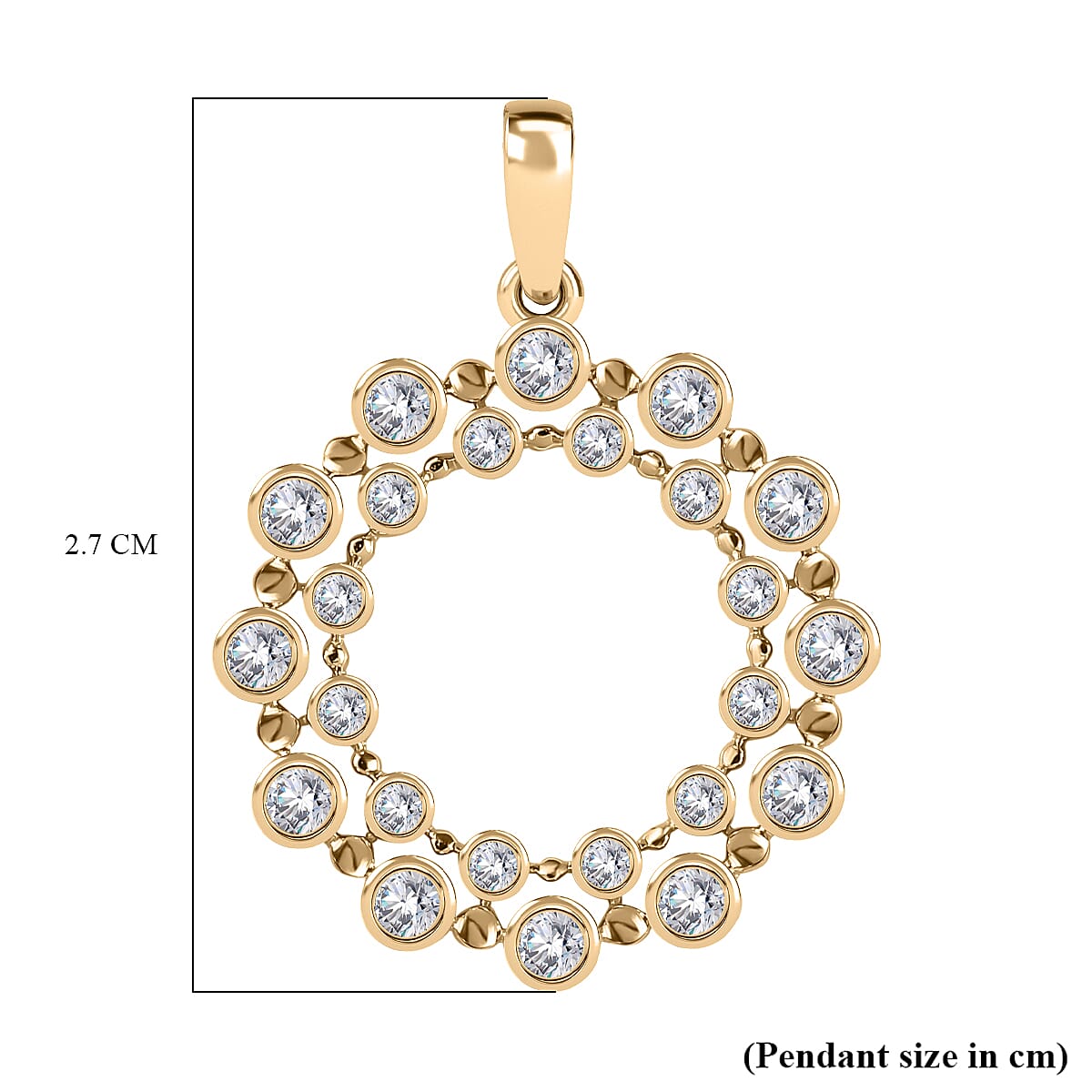 Designer Inspired- 9K Yellow Gold Diamond Bubble Circle Pendant 0.5 ct