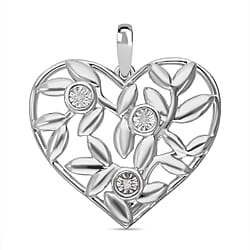 Diamond Heart Pendant in Platinum Overlay Sterling Silver