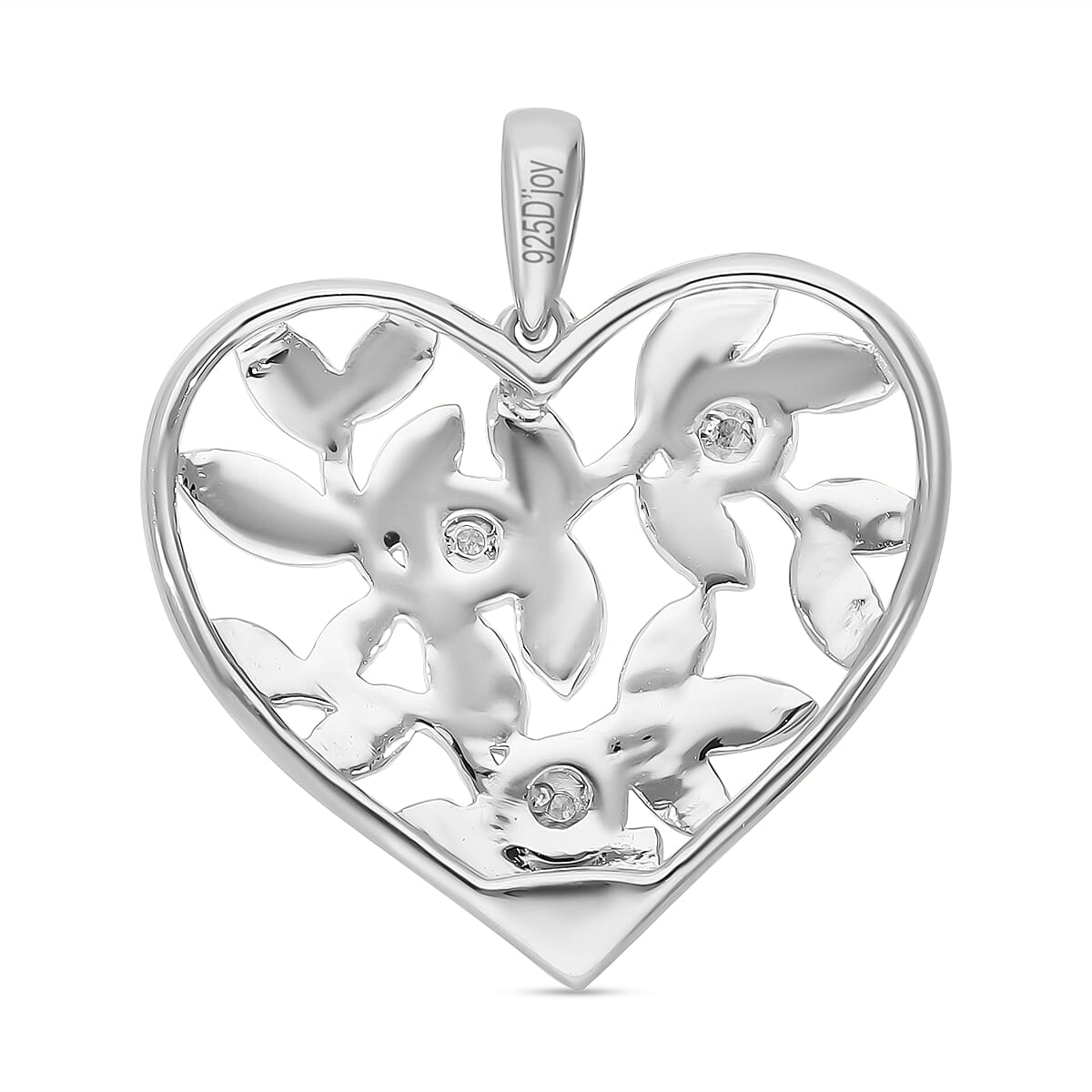 Diamond Heart Pendant in Platinum Overlay Sterling Silver