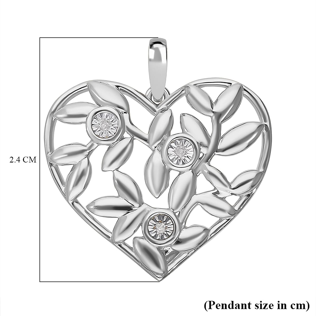 Diamond Heart Pendant in Platinum Overlay Sterling Silver