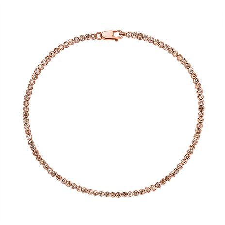 New York Close Out - 14K Rose Gold  Certified Natural Champagne Diamond  Bracelet (Size - 7.5) 2.11 Ct