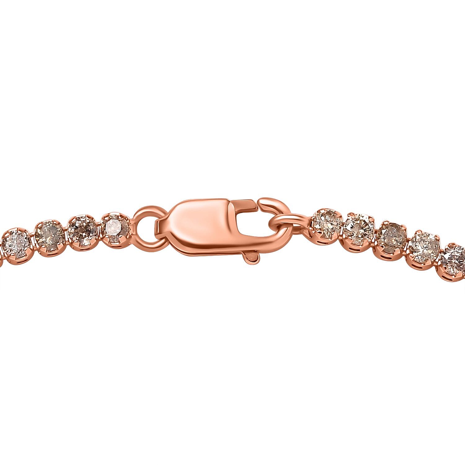 New York Close Out - 14K Rose Gold  Certified Natural Champagne Diamond  Bracelet (Size - 7.5) 2.11 Ct