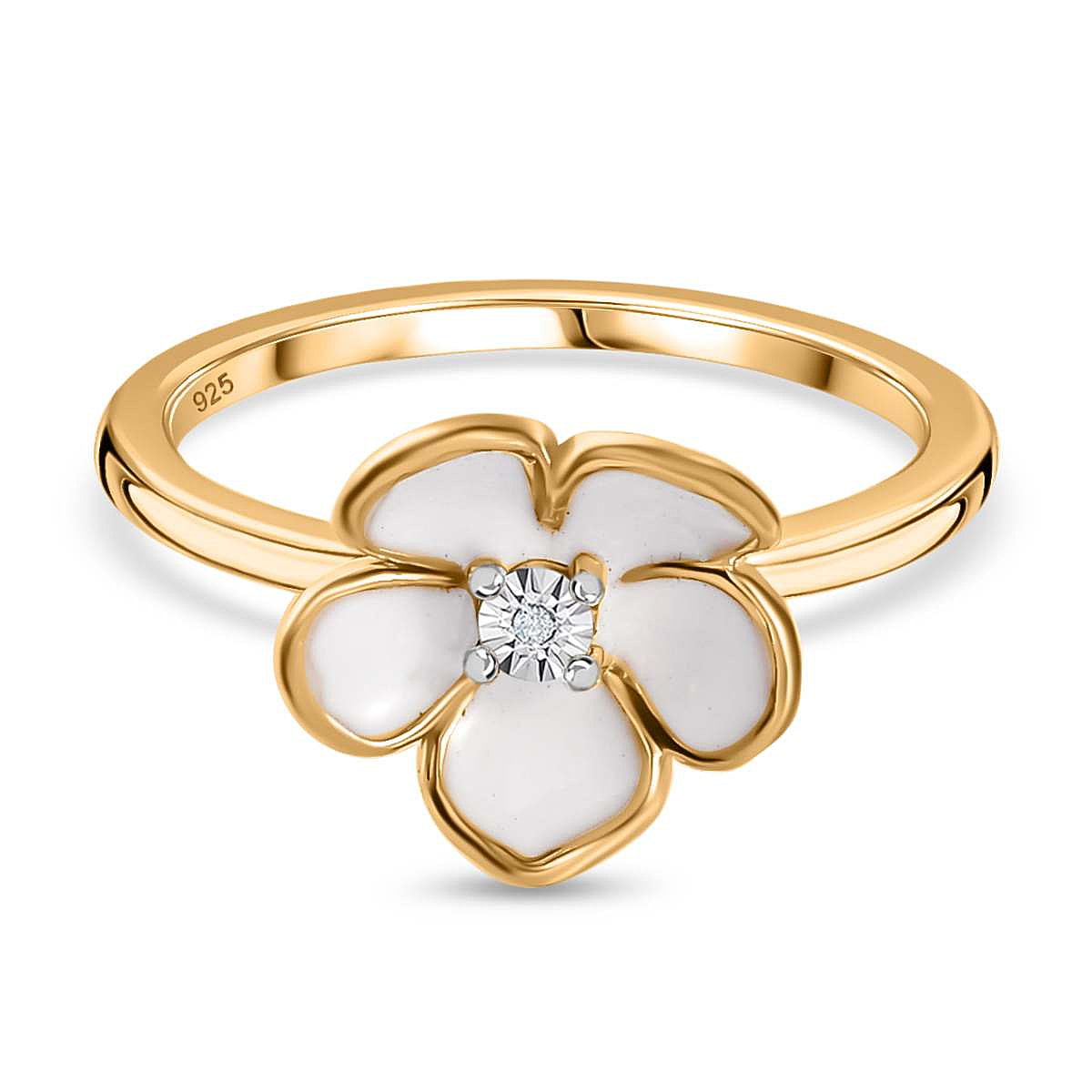 Designer Inspired- White Diamond Sterling Silver Floral Ring