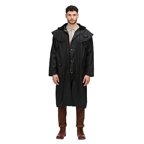 Regatta Mens Cranbrook Longline Wax Jacket (Size XXXL) - Black