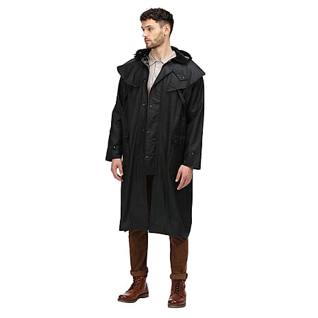 Regatta Mens Cranbrook Longline Wax Jacket (Size XXXL) - Black