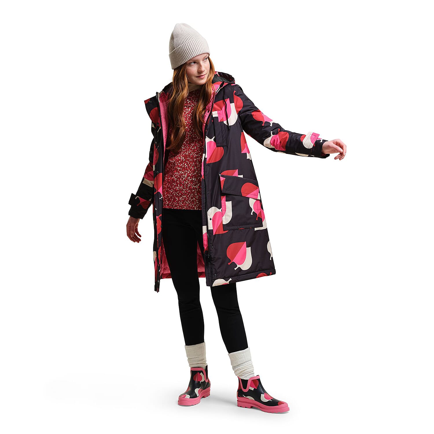 Regatta Orla Kiely Longline Waterproof Jacket (Size 8-10) - Pink