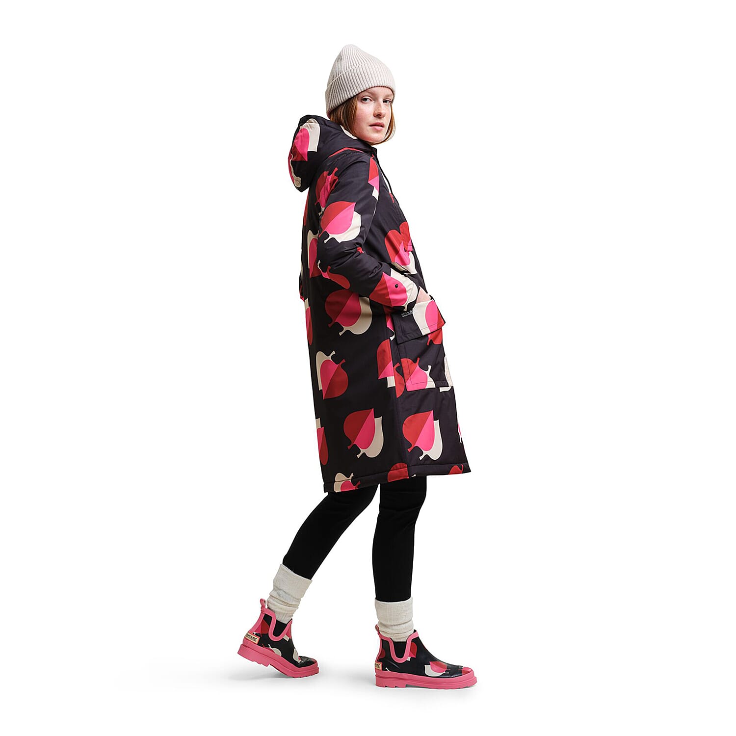 Regatta Orla Kiely Longline Waterproof Jacket (Size 8-10) - Pink