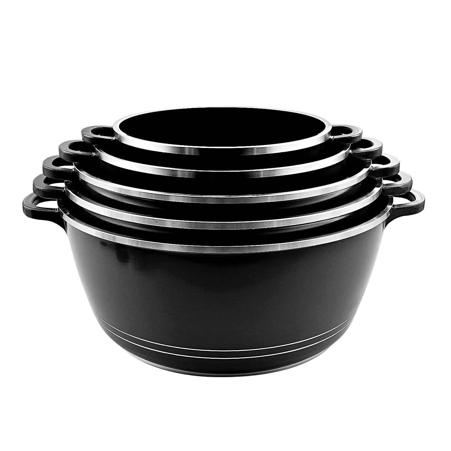 Last in Stock Deal- 10 Piece Set - Pan and Lid Set, Ceramic non-stick, Die-cast (32cm, 30cm, 28cm, 24cm, 20cm) - Black