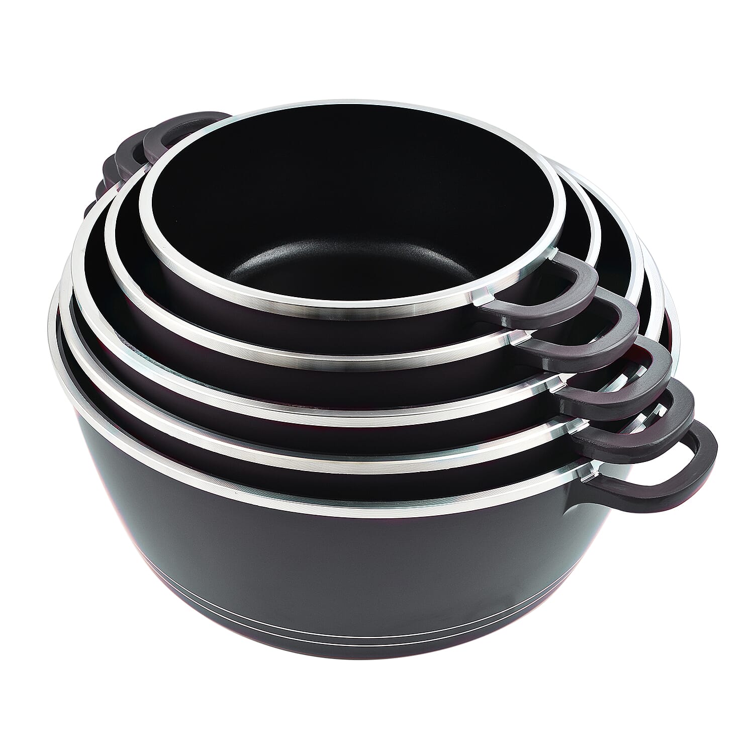 10 Piece Set - Pan and Lid Set, Ceramic non-stick, Die-cast (32cm, 30cm, 28cm, 24cm, 20cm) - Grey