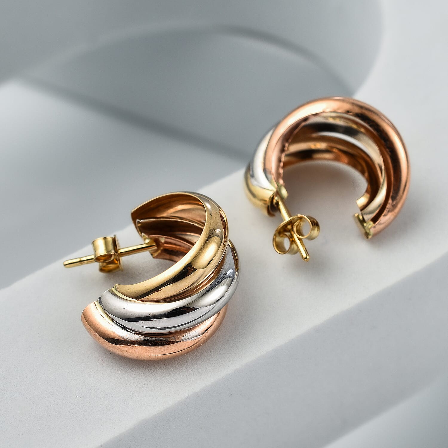 Rachel Galley - 9K Yellow Gold Half Hoop Push Back Earring, Gold Wt. 2.00 Gms.