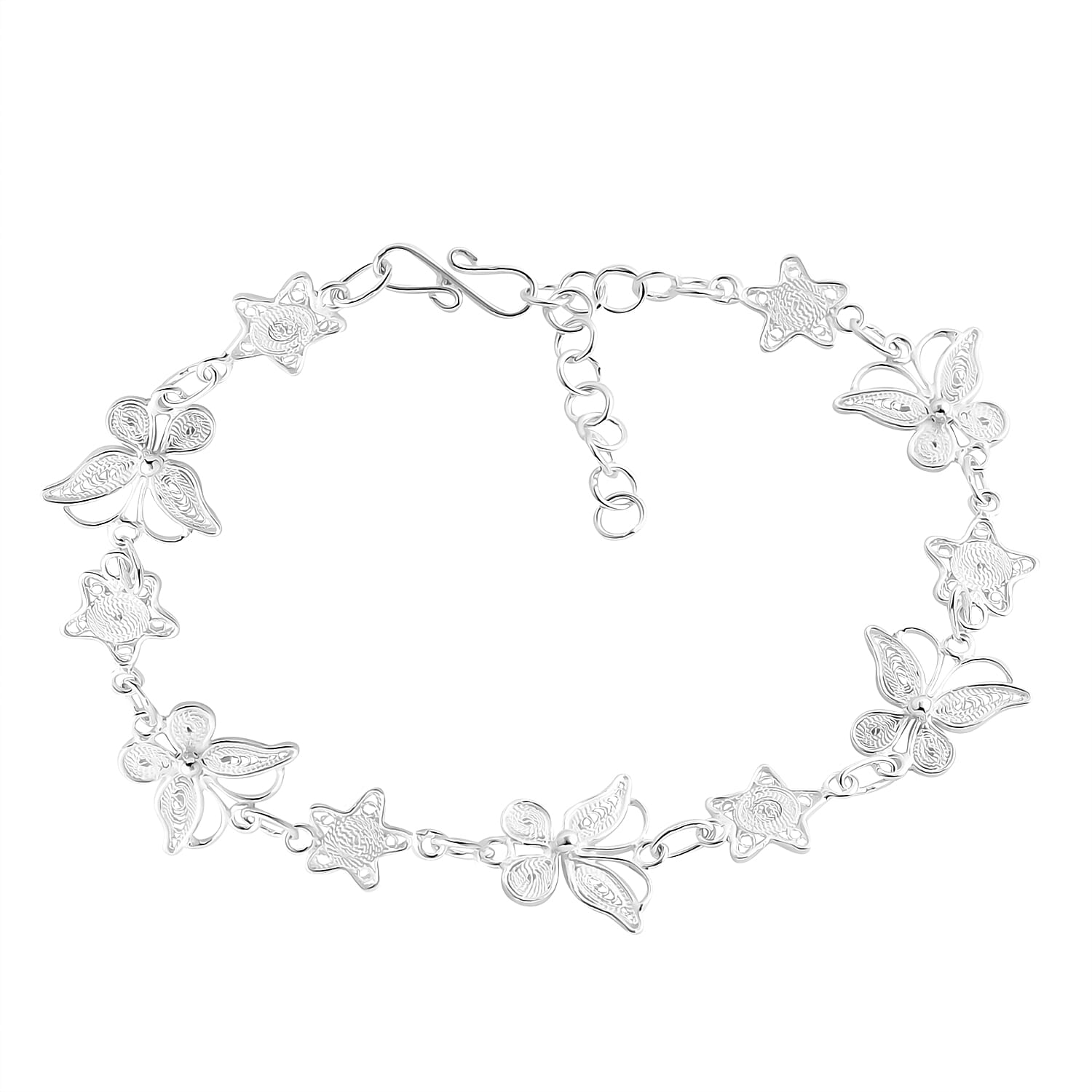 Christmas Sale Deal Bali Jewelry Handcrafted store 925 Sterling Silver butterfly Bracelet (22g)