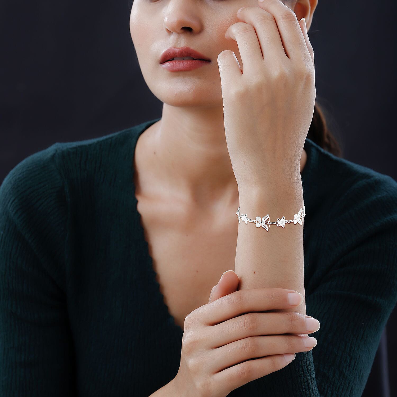 The Royal Bali Collection Sterling Silver Butterfly Bracelet With Clasp (Size 7.5)