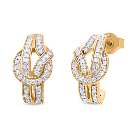 Diamond Earrings in 18K Vermeil Yellow Gold Plated Sterling Silver 0.51 Ct.