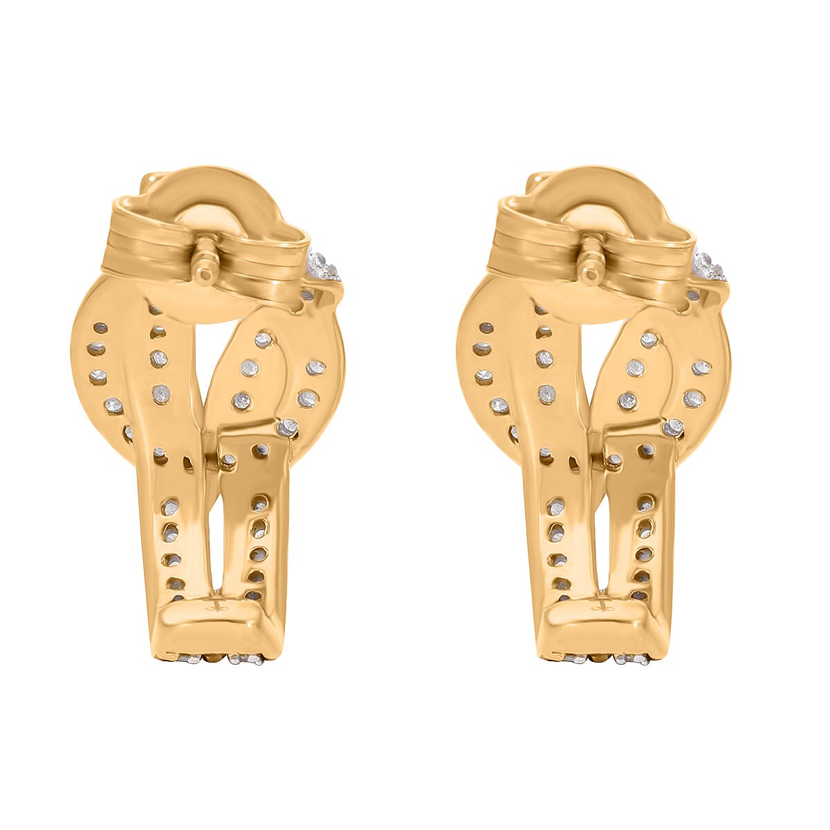 Designer Inspired-Diamond Earrings in YG Vermeil Plated Sterling Silver 0.51 Ct.