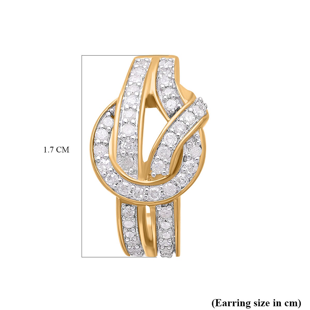 Designer Inspired-Diamond Earrings in YG Vermeil Plated Sterling Silver 0.51 Ct.