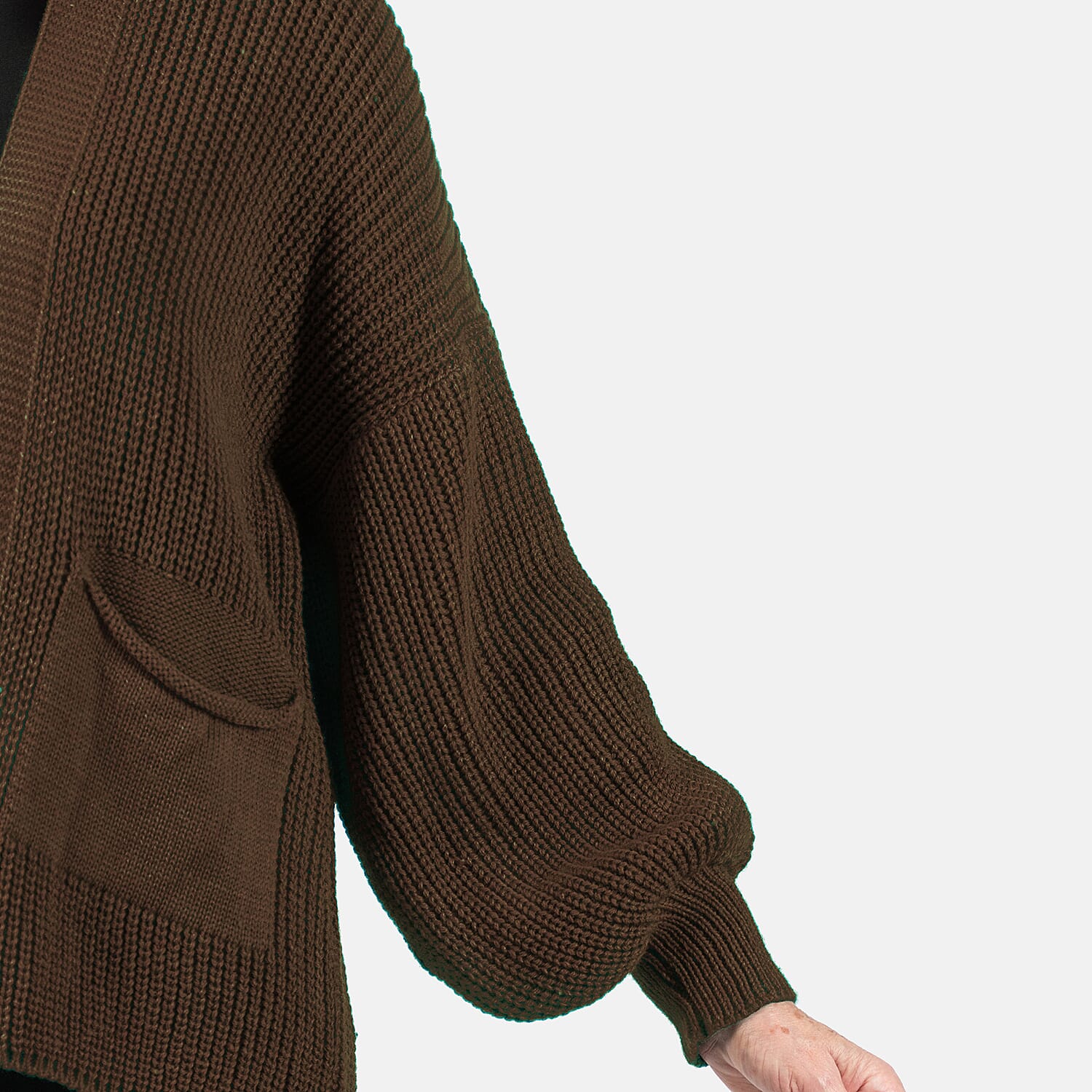 Balloon Sleeve Short Cardigan (One Size) - Chocolate