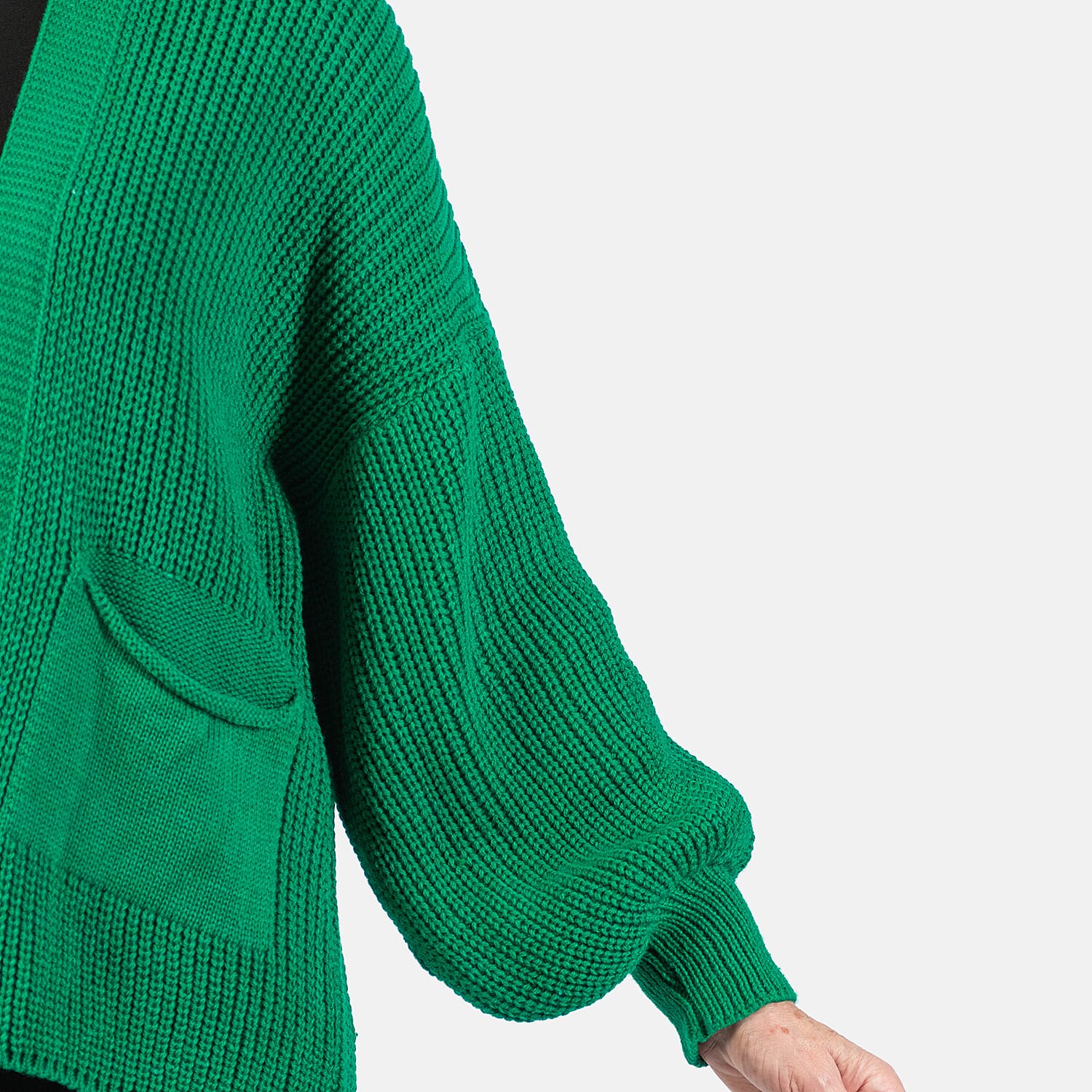 Balloon Sleeve Short Cardigan (One Size) - Emerald