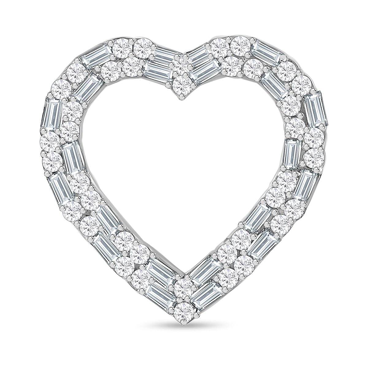 White Diamond Heart Pendant in Platinum Overlay Sterling Silver 0.50 Ct