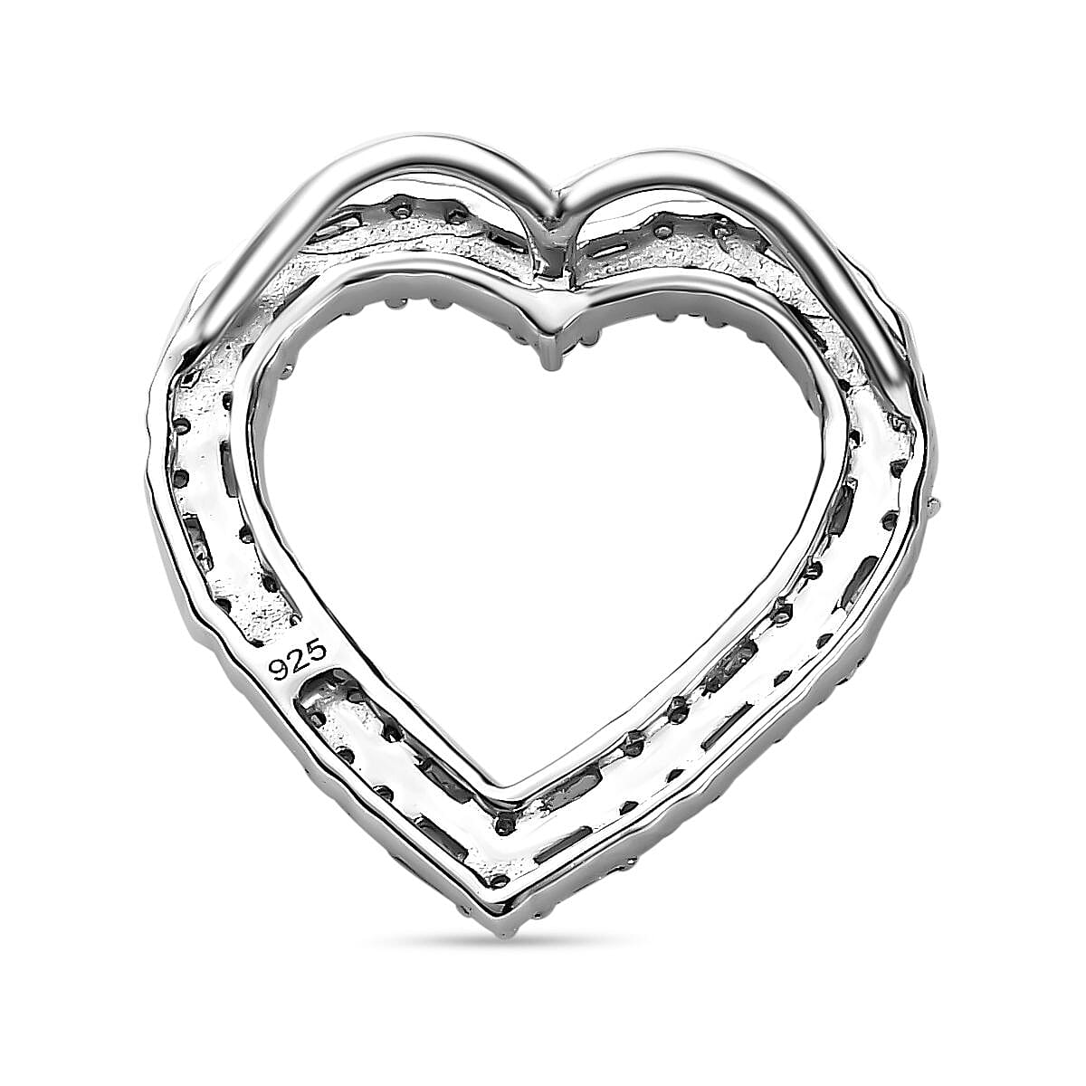 White Diamond Heart Pendant in Platinum Overlay Sterling Silver 0.50 Ct