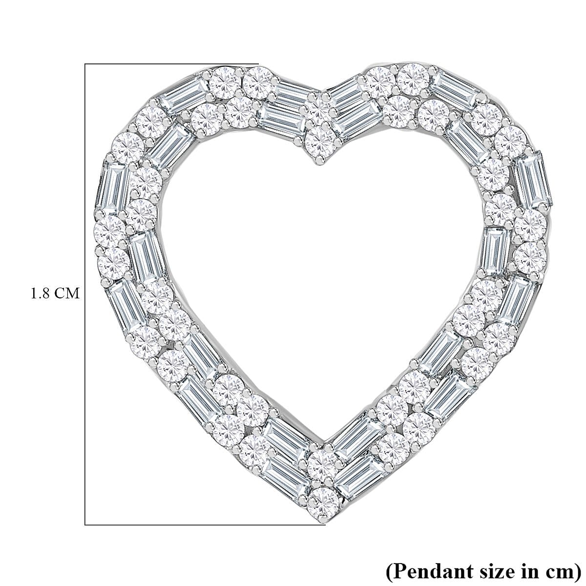 White Diamond Heart Pendant in Platinum Overlay Sterling Silver 0.50 Ct