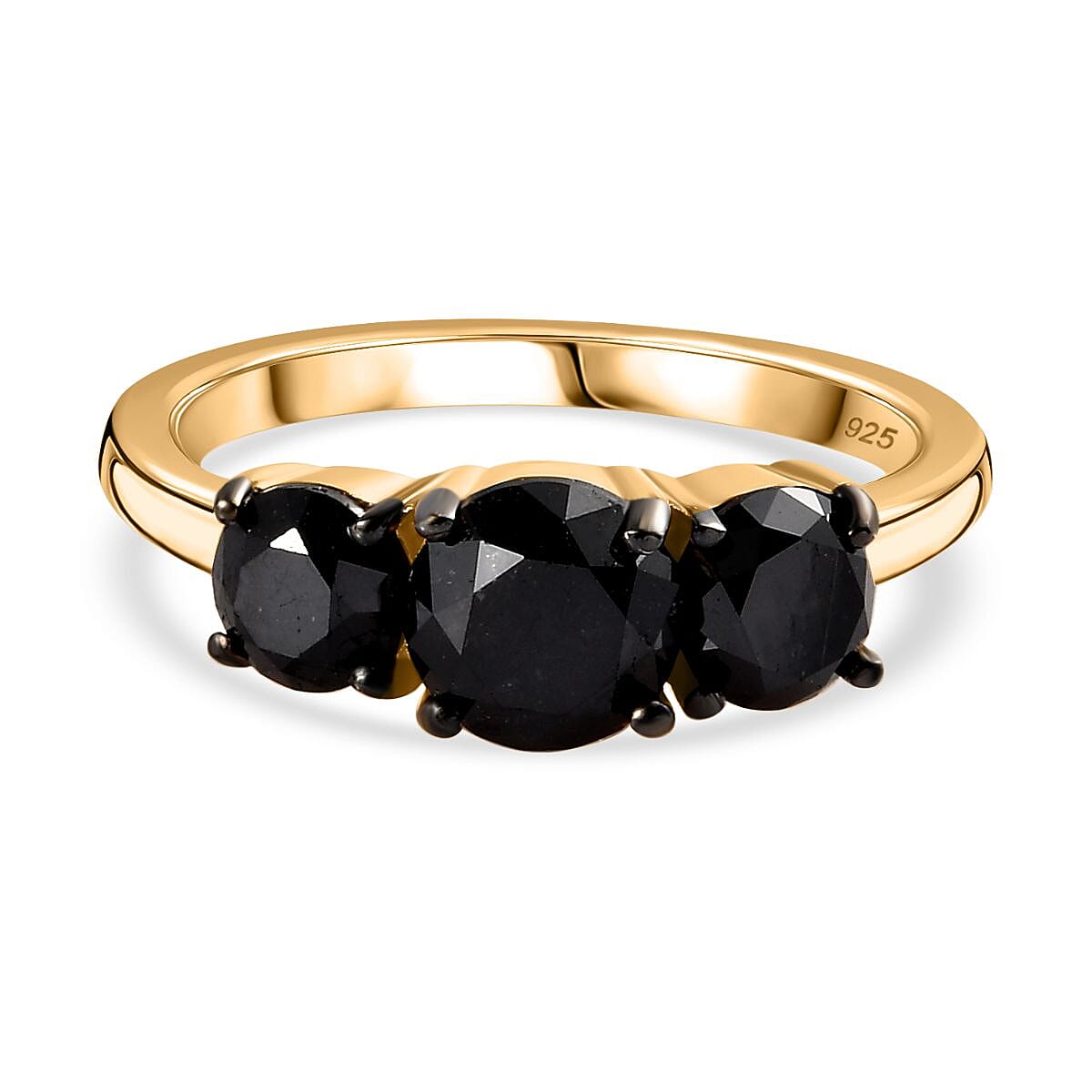 New York Close Out- Black Diamond Ring in 18K YG Vermeil Sterling Silver 2.00 Ct..
