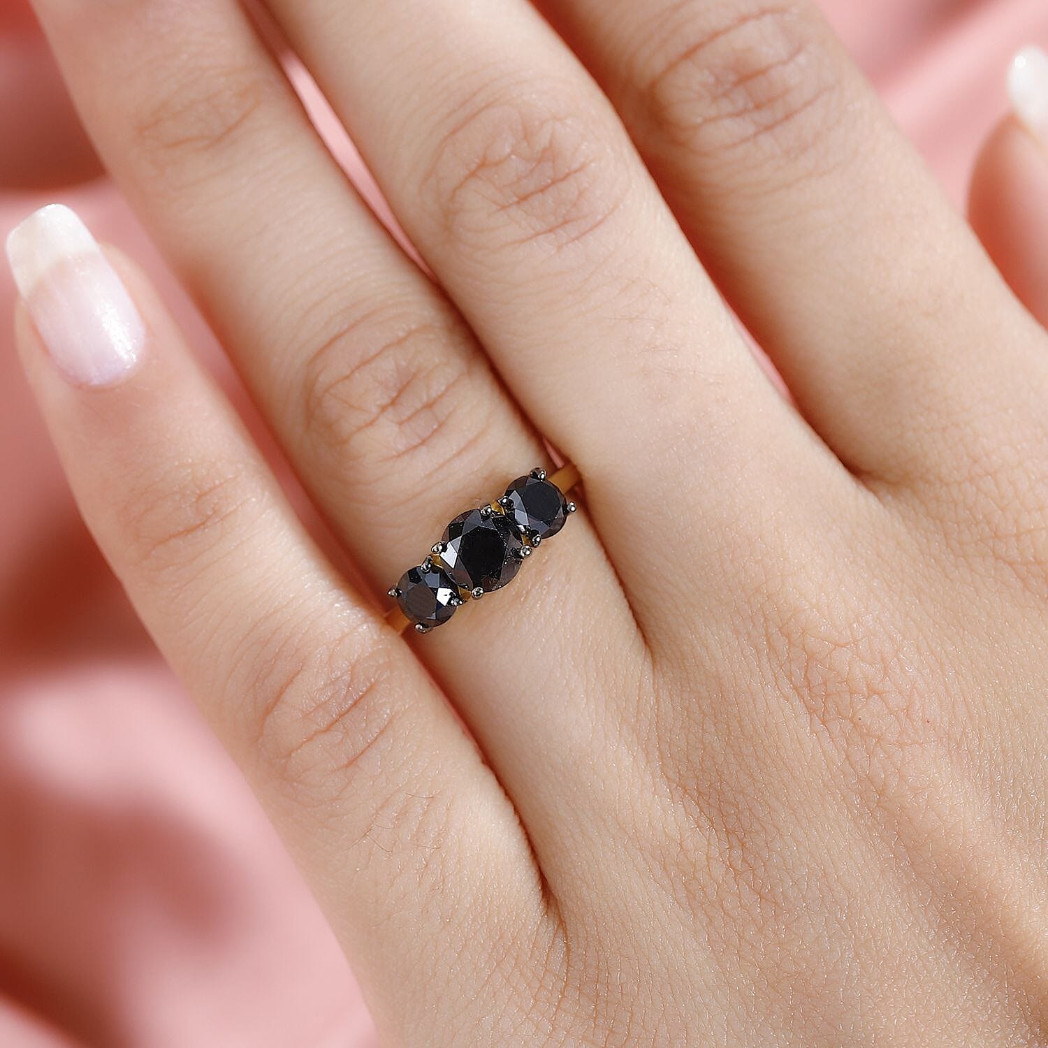 New York Close Out- Black Diamond Ring in 18K YG Vermeil Sterling Silver 2.00 Ct..